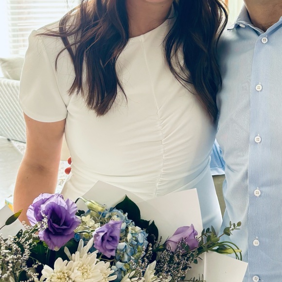 Reformation Anthropologie Fior Di Latte White Midi Dress - Picture 5 of 5